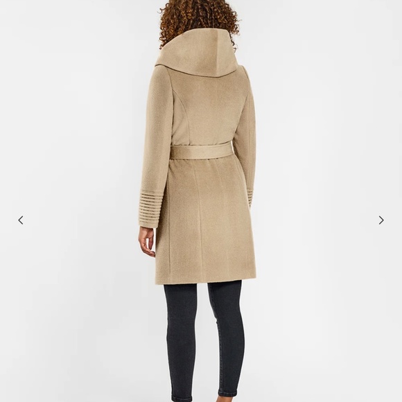 Baby Alpaca Mid Length Hooded Wrap Coat - Picture 4 of 4